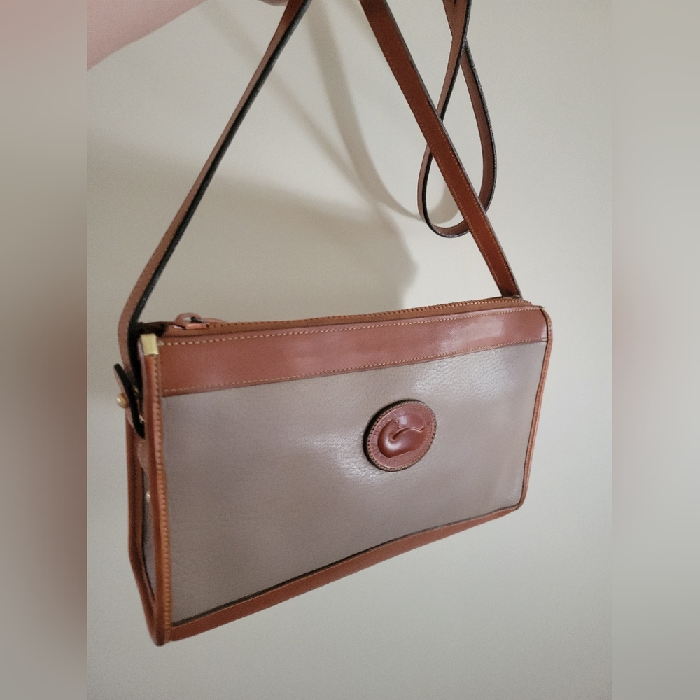Dooney & Bourke All-Weather Leather Shoulder Bag in cream and tan pebble leather - Picture 11 of 11